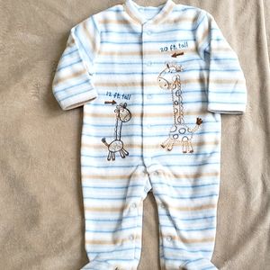 Infant Boys Giraffe Fleece Footed Coverall